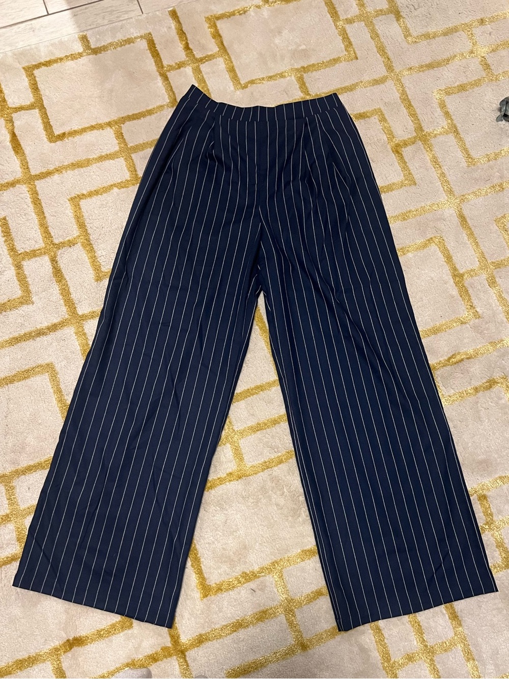 No Boundaries Navy Pinstripe Wide-Leg Pants